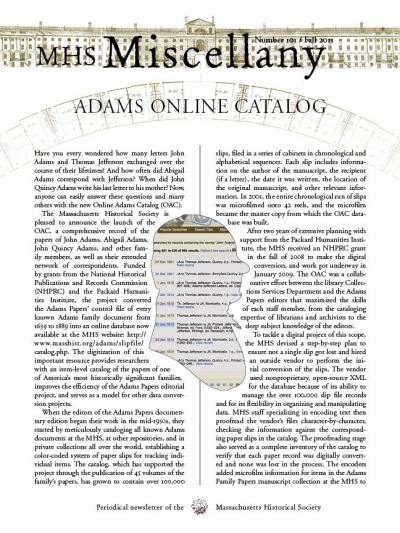 Cover of the Fall 2011 issue of the Miscellany