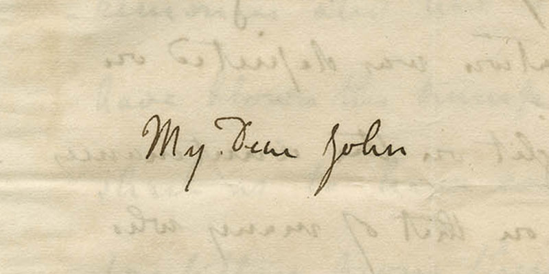 Detail of letter from L.C.Adams to son John Adams
