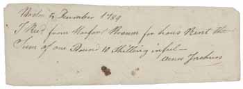 Receipt from Venes Inchurs to Hartford Broom, 5 December 1789 Receipt from Venes Inchurs to Hartford Broom, 5 December 1789