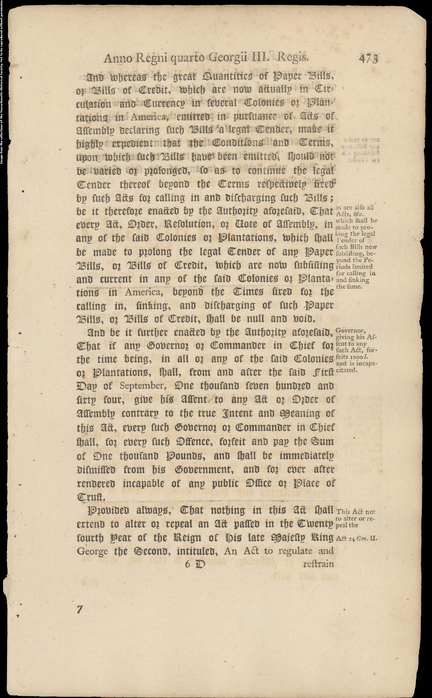 MHS Collections Online An Act To Prevent Paper Bills Of Credit
