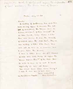 Letter from Amos A. Lawrence to Andrew Johnson (letterbook copy), 22 May 1861 