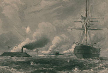 Action between the Merrimac and the Monitor Engraving