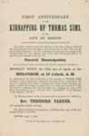 Broadside about fugitive slave case involving Thomas Sims