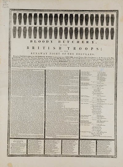 A Bloody Butchery, by the British Troops; or the Runaway Fight of the Regulars Broadside