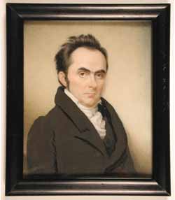 Daniel Webster Miniature portrait, watercolor on ivory