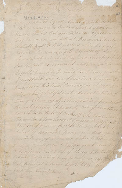 Petition for freedom (manuscript copy) to the Massachusetts Council and the House of Representatives, [13] January 1777 