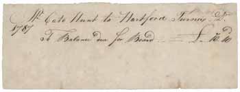 Bill from Cato Hunt to Hartford Turner, 1787 