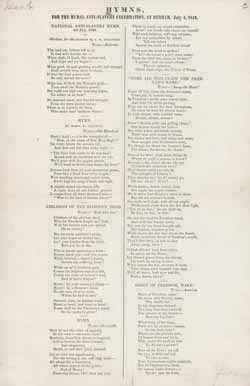 Hymns, for the Rural Anti-Slavery Celebration, at Dedham, July 4, 1846 Broadside