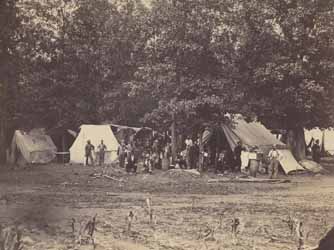 Scenes from the Battle-field at Gettysburg, PA. Second Corps Hospital. Photograph
