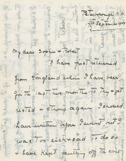 Letter from Elizabeth Seccombe to Robert and Sophie Valentine, 17 September 1907 Manuscript