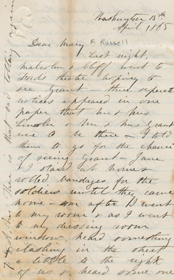 Letter from Sarah Swain Forbes to Mary Forbes Russell, 15 April 1865 Manuscript