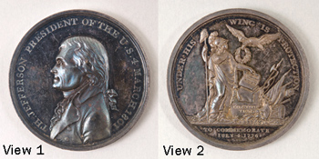 Thomas Jefferson President of the U.S. medal, 1801 Silver medal Thomas Jefferson President of the U.S. medal, 1801 Silver medal