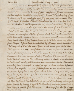 Letter from Thomas Jefferson to  John Taylor, 1 May 1794 Manuscript