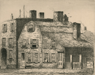 Hartt House, built 1724, Hull St.: razed 1893 Etching, black and white