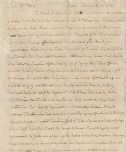 Letter from Hannah Tollman (later Hannah Winthrop) to Mercy Otis Warren, 28 February 1752 Manuscript