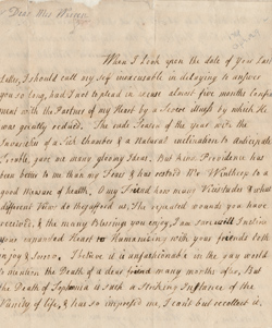 Letter from Hannah Winthrop to Mercy Otis Warren, 29 April 1769 Manuscript