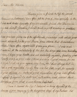 Letter from Hannah Winthrop to Mercy Otis Warren, 22 June 1772 Manuscript