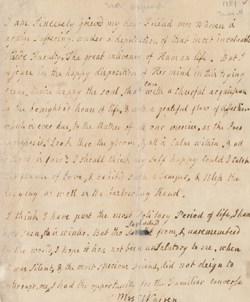 Letter from Hannah Winthrop to Mercy Otis Warren, 11 May 1781 Manuscript