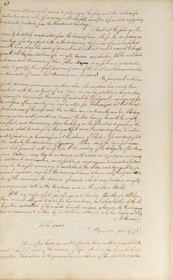 Letter from Mercy Otis Warren to Hannah Winthrop (letterbook copy), April 1773 Manuscript Letter from Mercy Otis Warren to Hannah Winthrop (letterbook copy), April 1773 Manuscript