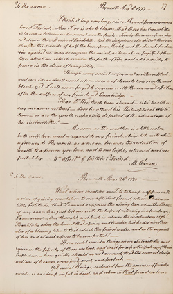 Letter from Mercy Otis Warren to Hannah Winthrop (letterbook copy), 24 May 1779 Manuscript