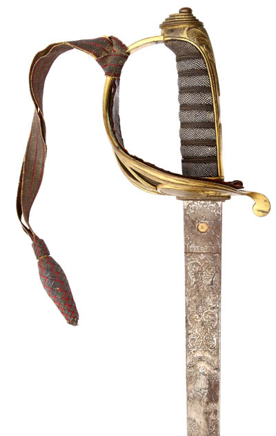 Sword belonging to Robert Gould Shaw, carried by him at the assault on Fort Wagner Steel, gilding, leather