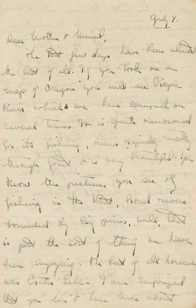 Letter from Eleanor `Nora` Saltonstall to Eleanor B. Saltonstall and Muriel Saltonstall, 4 July 1919 Manuscript