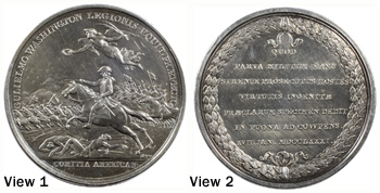 Comitia Americana medal, W. Washington at the Cowpens, 1781 Silver,