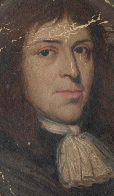 Samuel Parris Miniature portrait, oil on cardboard