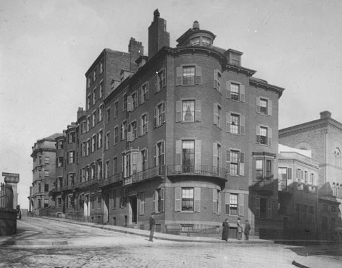 `Cor. Mt. Vernon & Beacon St.` Lantern slide