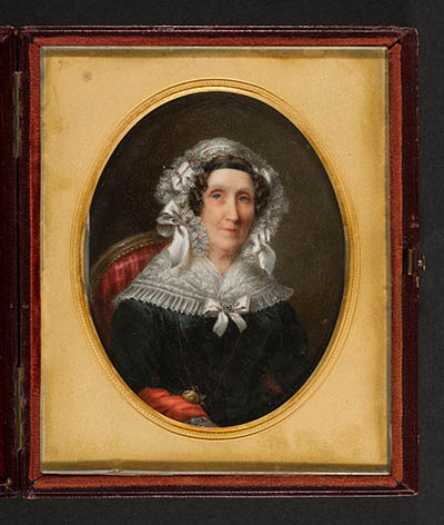 Mary Love Boott [Mrs. Kirk Boott] Miniature portrait , watercolor on ivory