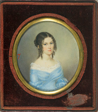 Elizabeth Bruce Eager Miniature portrait, watercolor on ivory