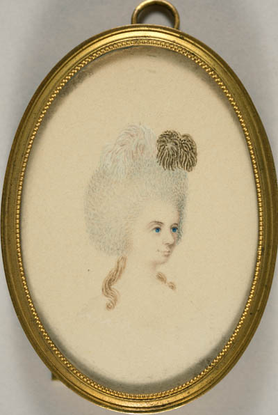 Sarah Seaver Savage, wife of the artist Edward Savage Miniature portrait , watercolor on paper