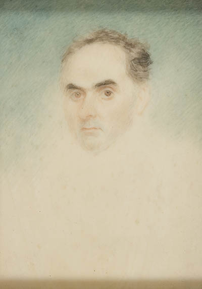Daniel Webster (unfinished) Miniature portrait , watercolor on ivory
