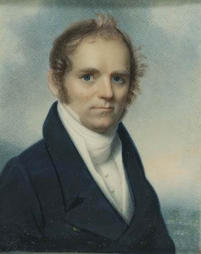 Amos Lawrence Miniature portrait, watercolor on ivory