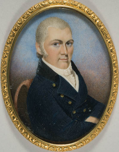 [Captain Israel Williams] Miniature portrait, watercolor on ivory
