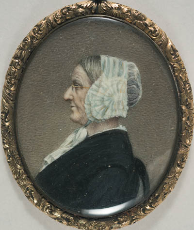 Elderly woman, probably of the Williams family Miniature portrait, watercolor on ivory
