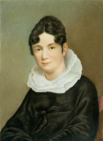 Rebecca Poyntell Caldcleugh [Mrs. Robert A. Cladcleugh] Miniature portrait, watercolor on porcelain