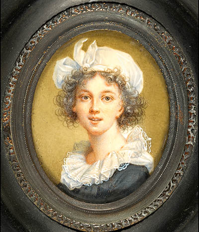 Mme. Vigée LeBrun Miniature portrait, watercolor on ivory