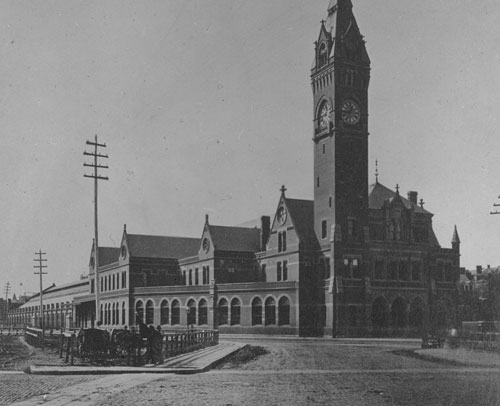 `Providence Station, Park Sq.` Lantern slide
