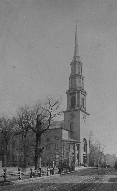 `Park St. Church, cor. Tremont & Park St.` Lantern slide