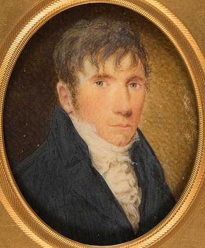 Jonathan Warner Miniature portrait, watercolor on card stock