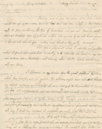 Letter from Abigail Adams to Mercy Otis Warren, 31 December 1809 Manuscript