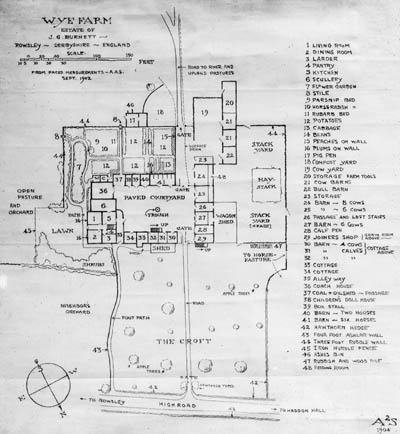 Plan of Wye Farm, estate of J. G. Burnett, Rowsley, Derbyshire, England Lantern slide of plan