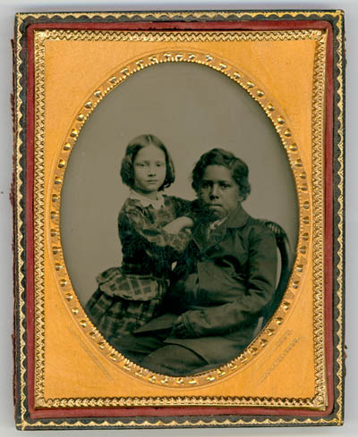 Two enslaved children, likely Mary Mildred Williams and her brother Oscar Ambrotype