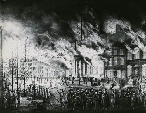 The Great Fire of the City of New York, 16 December 1835 Black & white photograph of a lithograph by John T. Bowen, published in 1836