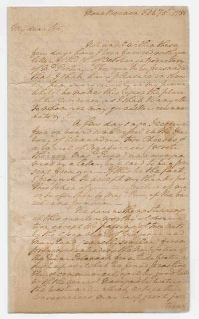 Letter from George Washington to Benjamin Lincoln, 5 February 1785 Letter from George Washington to Benjamin Lincoln, 5 February 1785