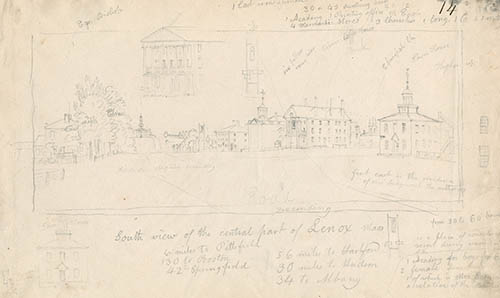 South view of the central part of Lenox Mass. Graphite on wove paper