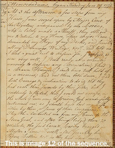 John Leach diary 2, 1775-1776 Manuscript