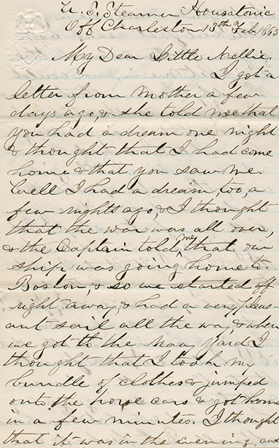 Letter from Frederic Augustus James to Ellen (`little Nellie`) James, 13 February 1863 Letter from Frederic Augustus James to Ellen (`little Nellie`) James, 13 February 1863