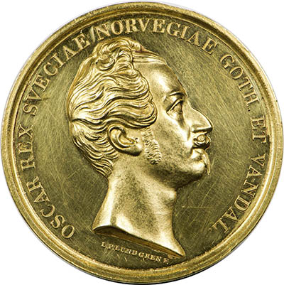 Oscar Rex Sveciae Norvegiae Goth. Et Vandal medal, 1849 Gold medal Oscar Rex Sveciae Norvegiae Goth. Et Vandal medal, 1849 Gold medal